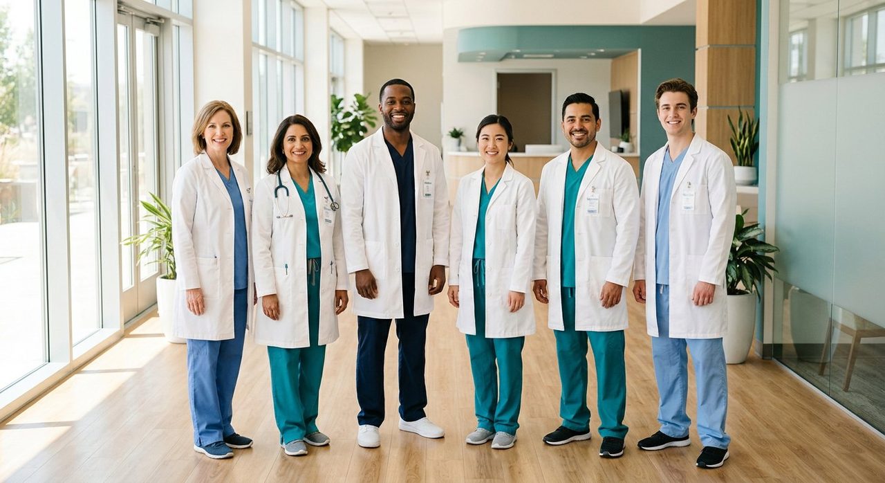 The HealthCure Habits clinical team in a bright clinic hallway
